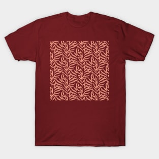 Terracotta Leaves Vintage Floral Pattern T-Shirt